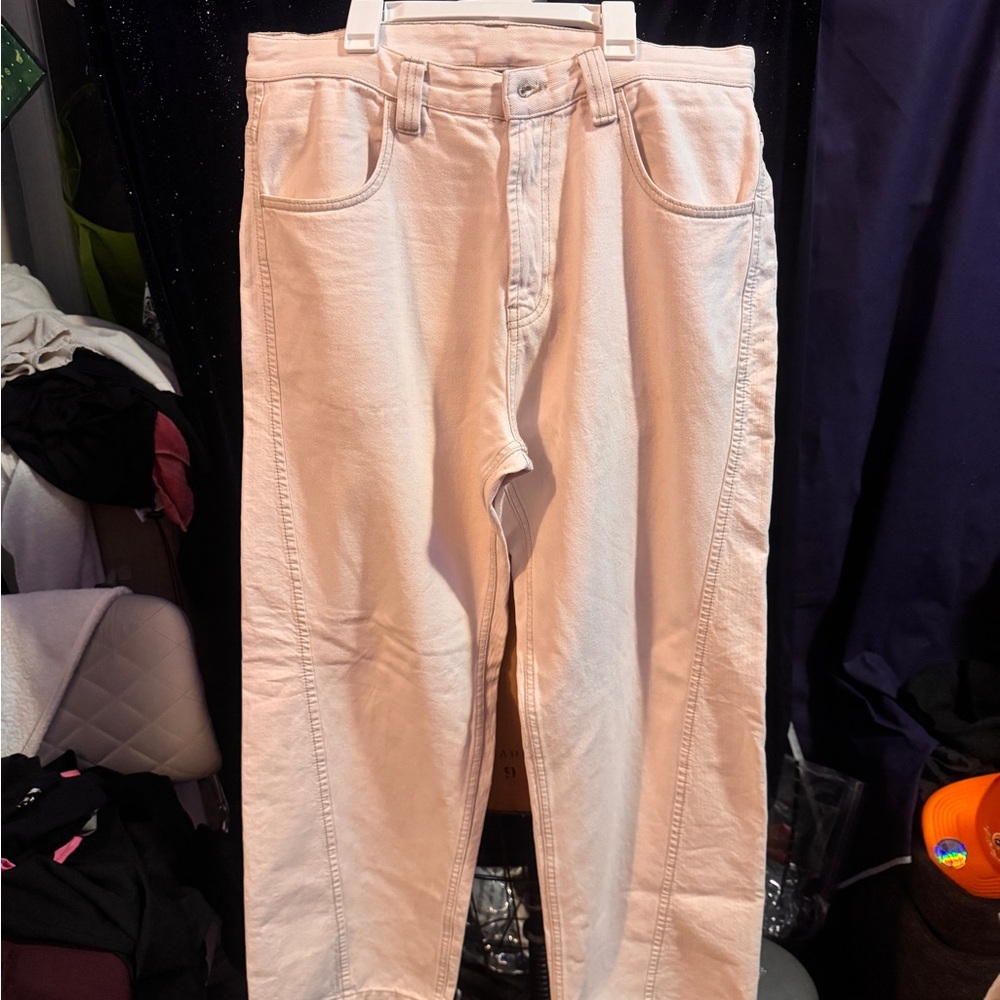 Zara Man wide legged Straight Cream colored  Jeans